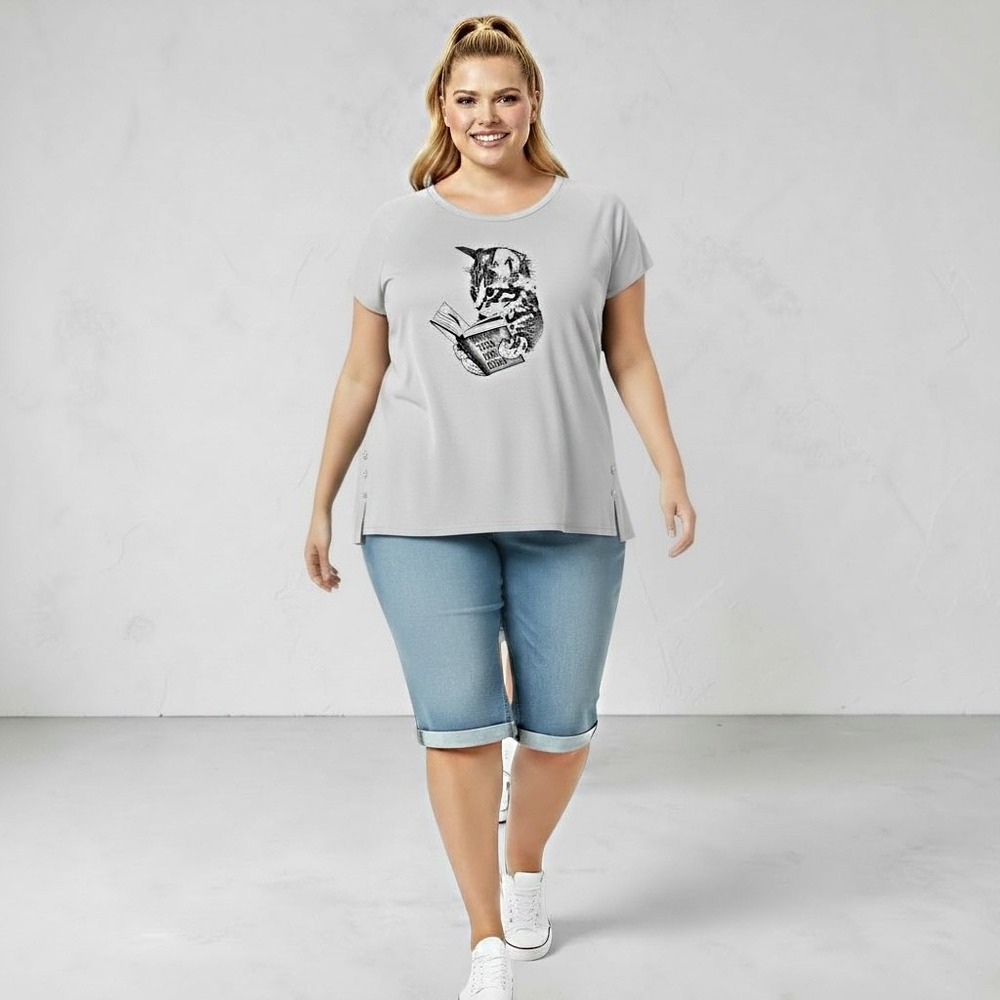 TORRID Cat Graphic Classic Heritage Jersey Crew Tee NWT Size 2X - Picture 5 of 11